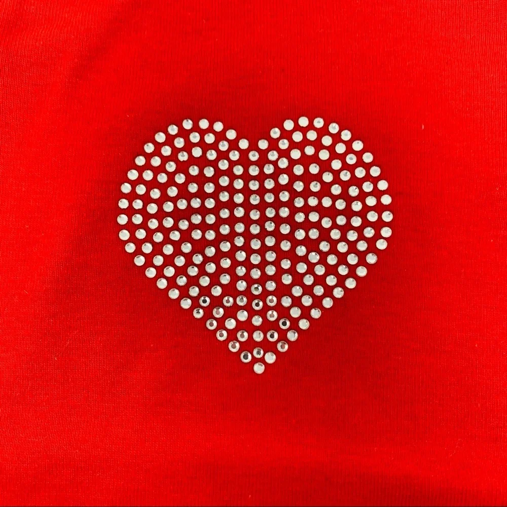 NWOT Embellished American Apparel L/S Baby One Piece Rhinestone Heart - Picture 3 of 6